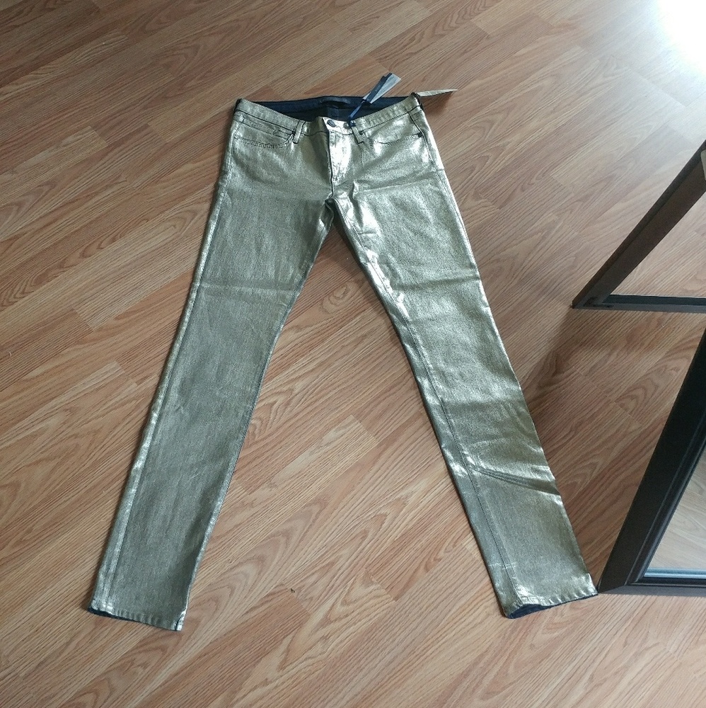 { Juicy Couture } Gold Foil Coated Skinnies